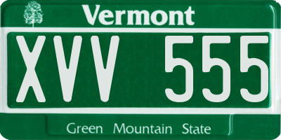 VT license plate XVV555