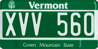VT license plate XVV560