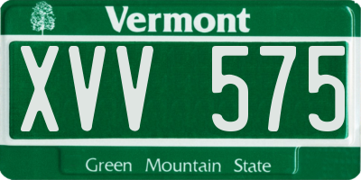 VT license plate XVV575