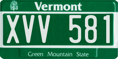 VT license plate XVV581