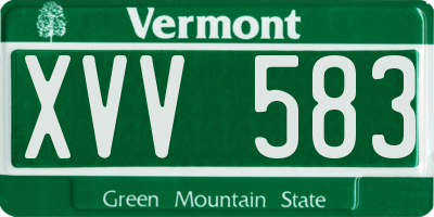 VT license plate XVV583