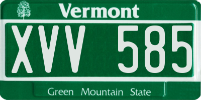 VT license plate XVV585