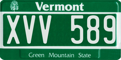 VT license plate XVV589