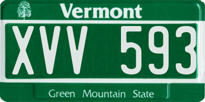 VT license plate XVV593
