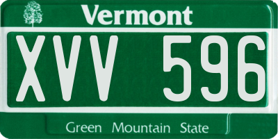 VT license plate XVV596