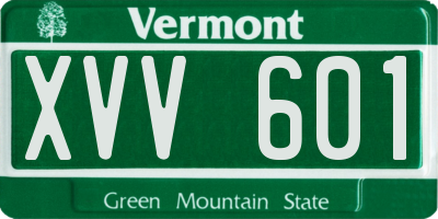 VT license plate XVV601