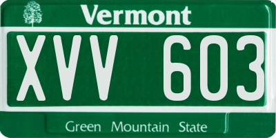 VT license plate XVV603