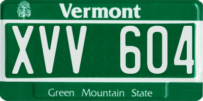 VT license plate XVV604