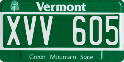 VT license plate XVV605