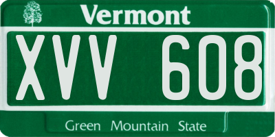 VT license plate XVV608