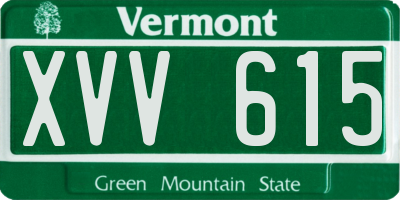 VT license plate XVV615