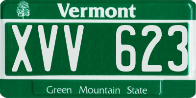 VT license plate XVV623