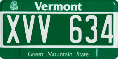 VT license plate XVV634