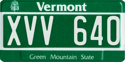 VT license plate XVV640