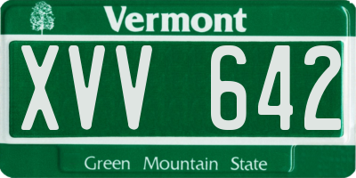 VT license plate XVV642