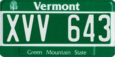 VT license plate XVV643