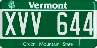 VT license plate XVV644