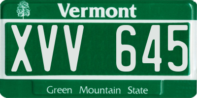 VT license plate XVV645