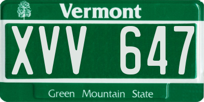 VT license plate XVV647
