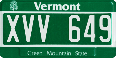 VT license plate XVV649