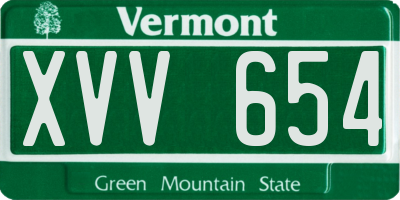 VT license plate XVV654