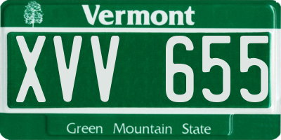 VT license plate XVV655