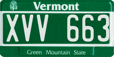 VT license plate XVV663