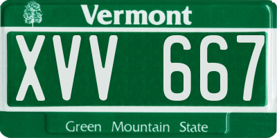 VT license plate XVV667