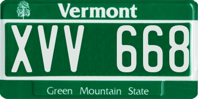 VT license plate XVV668