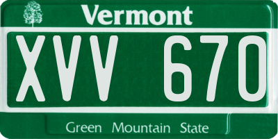 VT license plate XVV670