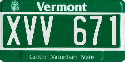 VT license plate XVV671