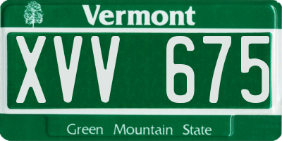 VT license plate XVV675