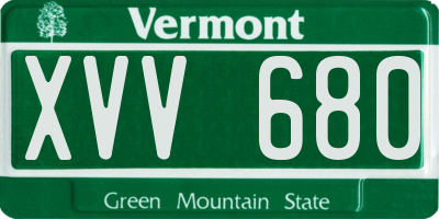 VT license plate XVV680
