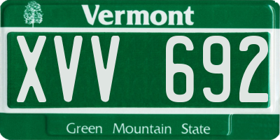 VT license plate XVV692