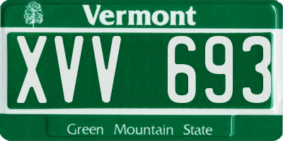 VT license plate XVV693