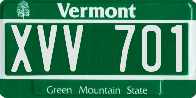 VT license plate XVV701