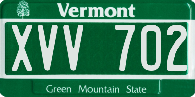VT license plate XVV702