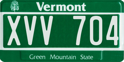 VT license plate XVV704