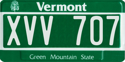 VT license plate XVV707