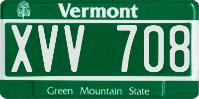 VT license plate XVV708
