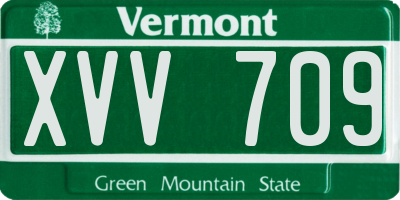 VT license plate XVV709