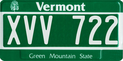 VT license plate XVV722