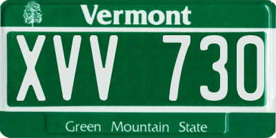 VT license plate XVV730