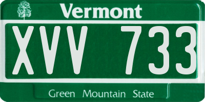 VT license plate XVV733