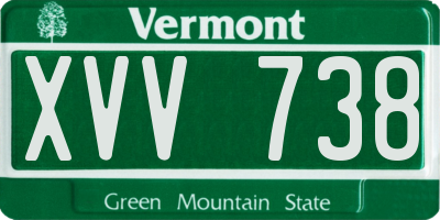 VT license plate XVV738