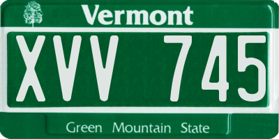 VT license plate XVV745
