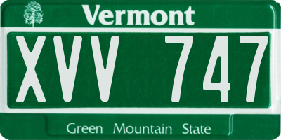 VT license plate XVV747