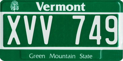 VT license plate XVV749
