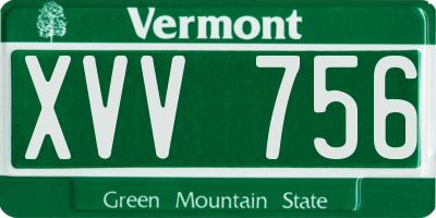 VT license plate XVV756
