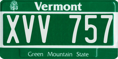 VT license plate XVV757